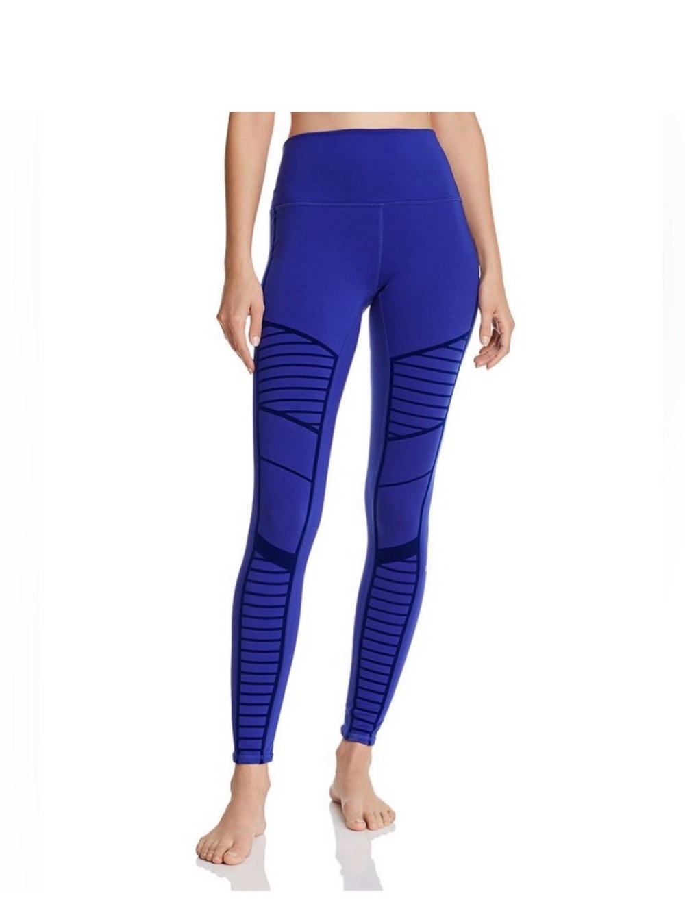 ALO Yoga Royal Blue High-Waist Leggings with Graphic Paneling. Great price!